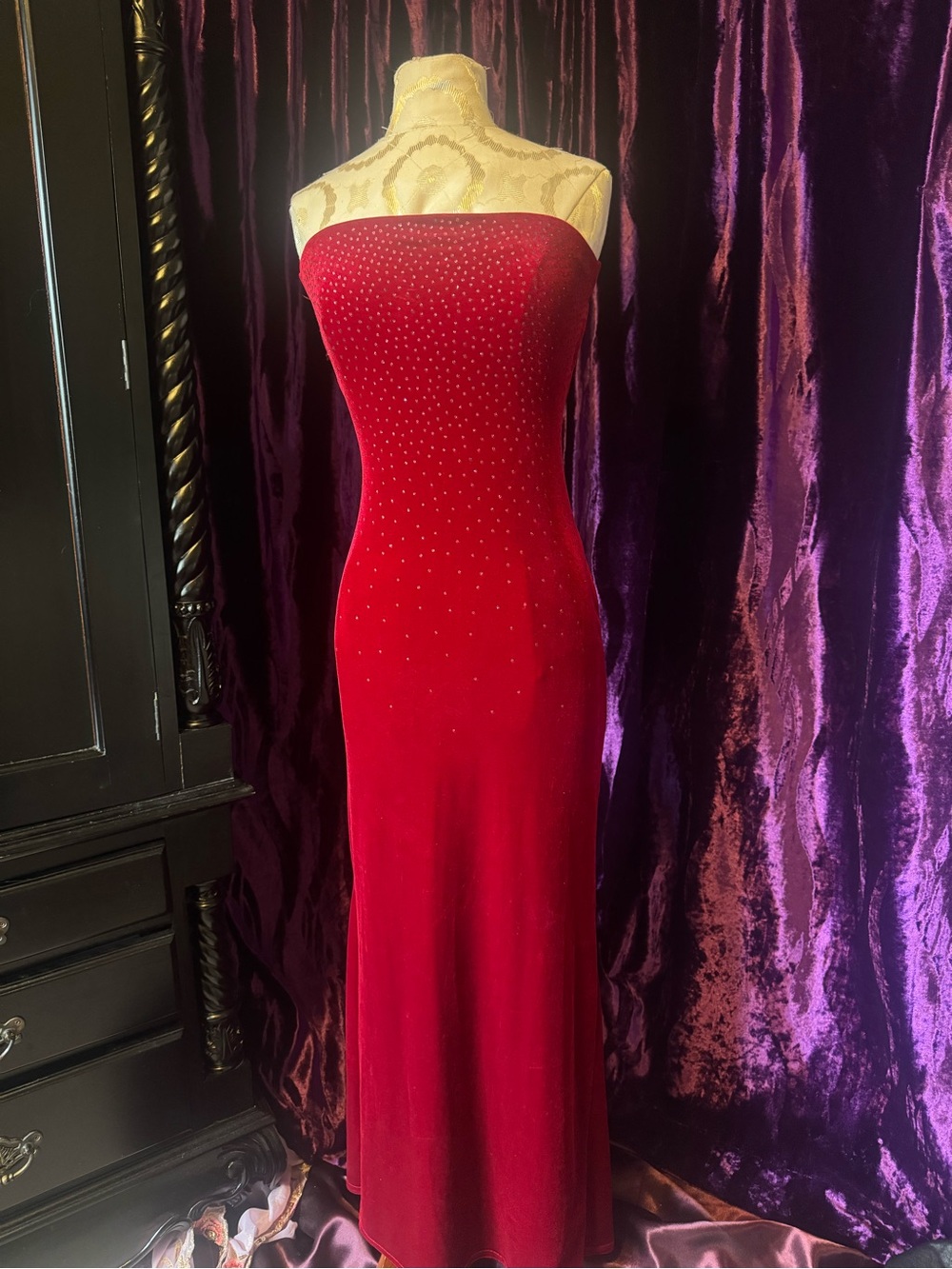 Vintage Red Velvet Dress
